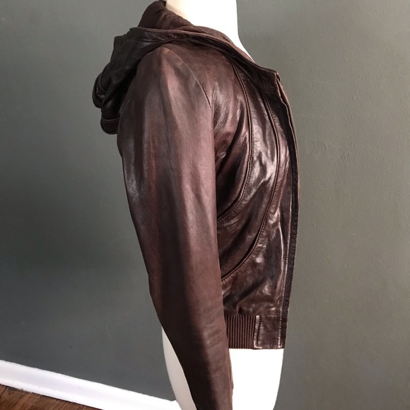 Muubaa Designer Soft Leather Zipper Jacket w Hood - Picture 5 of 8